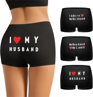 Sexy Code 1701 Boyshort Panties for Women, Pack of 3, Ladies Underwear Boxer Briefs with Novelty Letter Printed