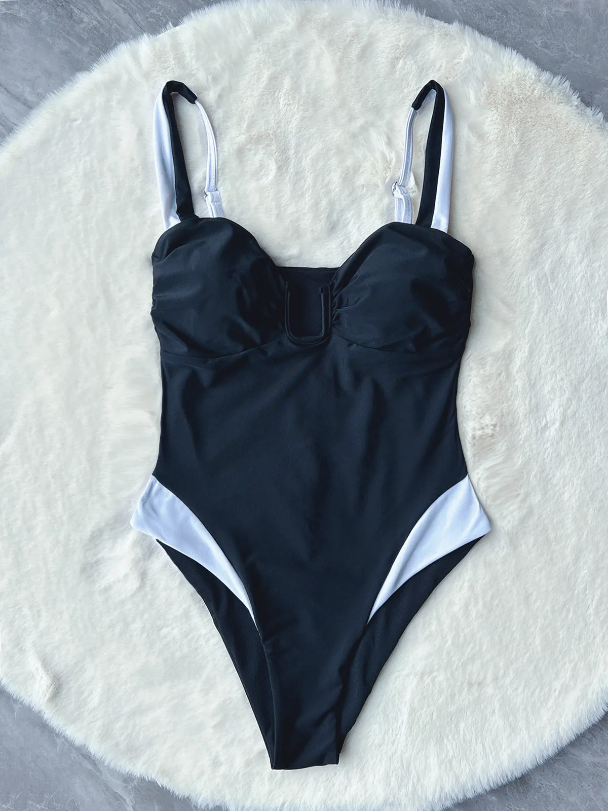 Sexy Color Block One Piece Swimsuit
