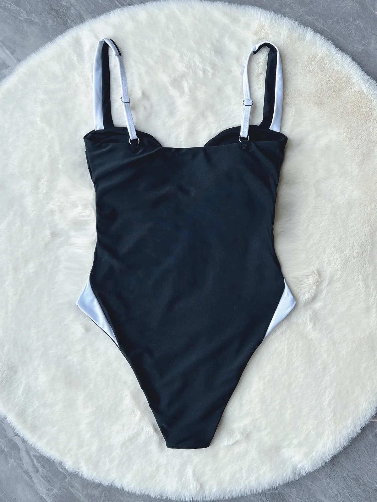Sexy Color Block One Piece Swimsuit
