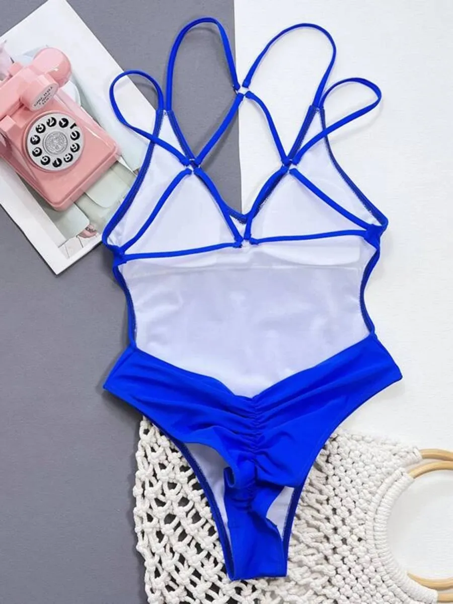 Sexy One Piece Swimsuit with a Crisscross Open Back