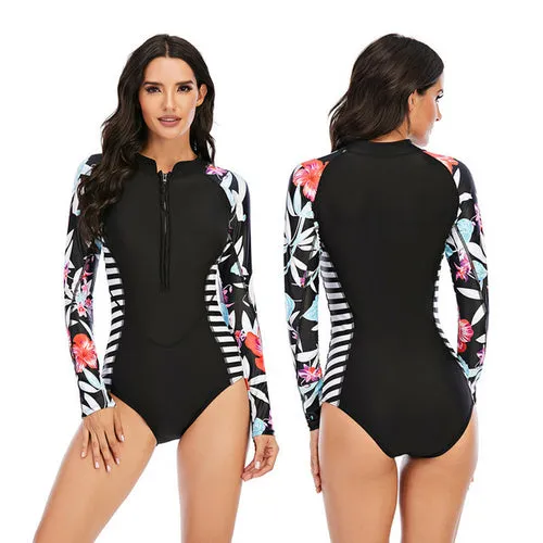 Sexy Rashguard Swimwear Women One Piece Swimsuit Surfing Swimwear