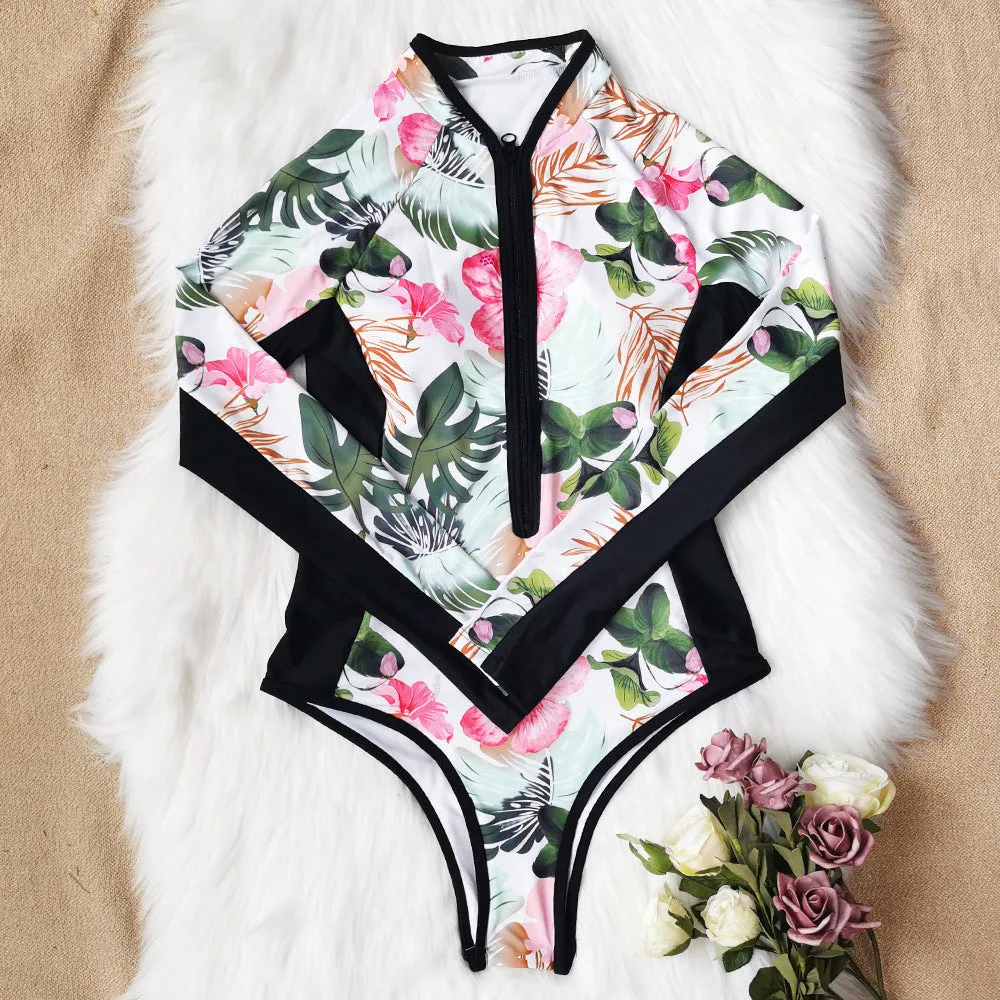 Sexy Rashguard Swimwear Women One Piece Swimsuit Surfing Swimwear
