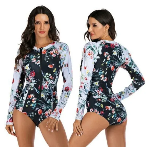 Sexy Rashguard Swimwear Women One Piece Swimsuit Surfing Swimwear