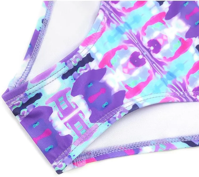SHEKINI Girls Tie Side Sports Tassel Bikini Set Printing Two-Piece Swimsuit