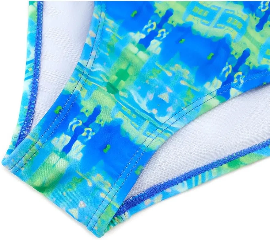 SHEKINI Girls Tie Side Sports Tassel Bikini Set Printing Two-Piece Swimsuit