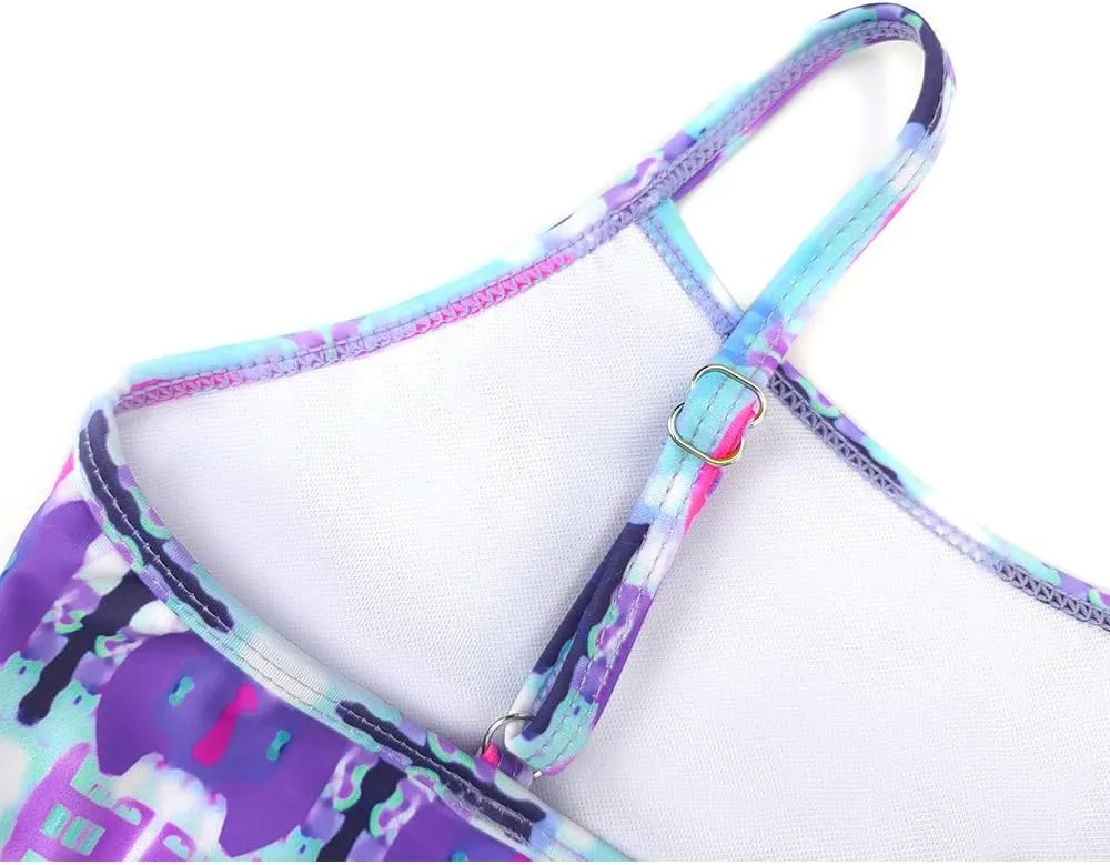 SHEKINI Girls Tie Side Sports Tassel Bikini Set Printing Two-Piece Swimsuit