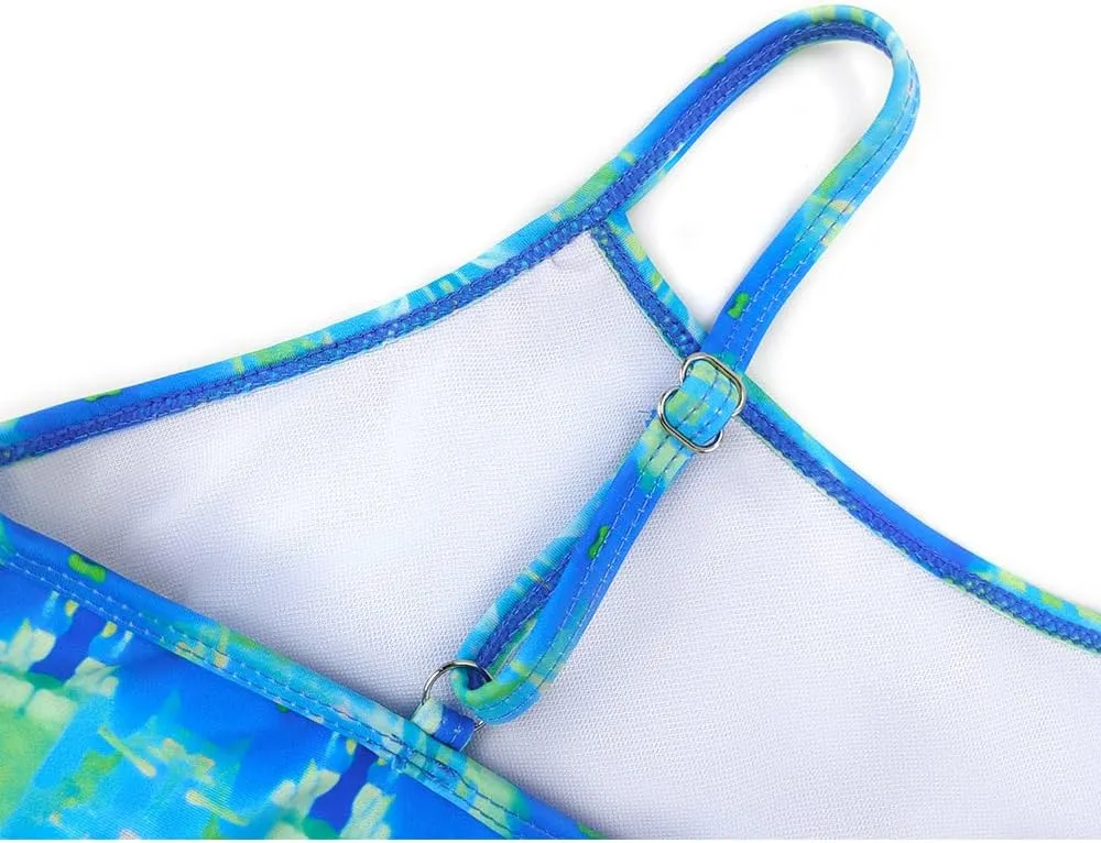 SHEKINI Girls Tie Side Sports Tassel Bikini Set Printing Two-Piece Swimsuit