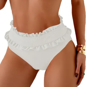 SherryDC Women's Ribbed High Waisted Swimsuit Bikini Bottom Lace Full Coverge Bathing Suit Bottom