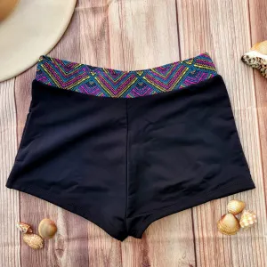Short de Niña DESIRE Negro con Pretina Rombos Neón