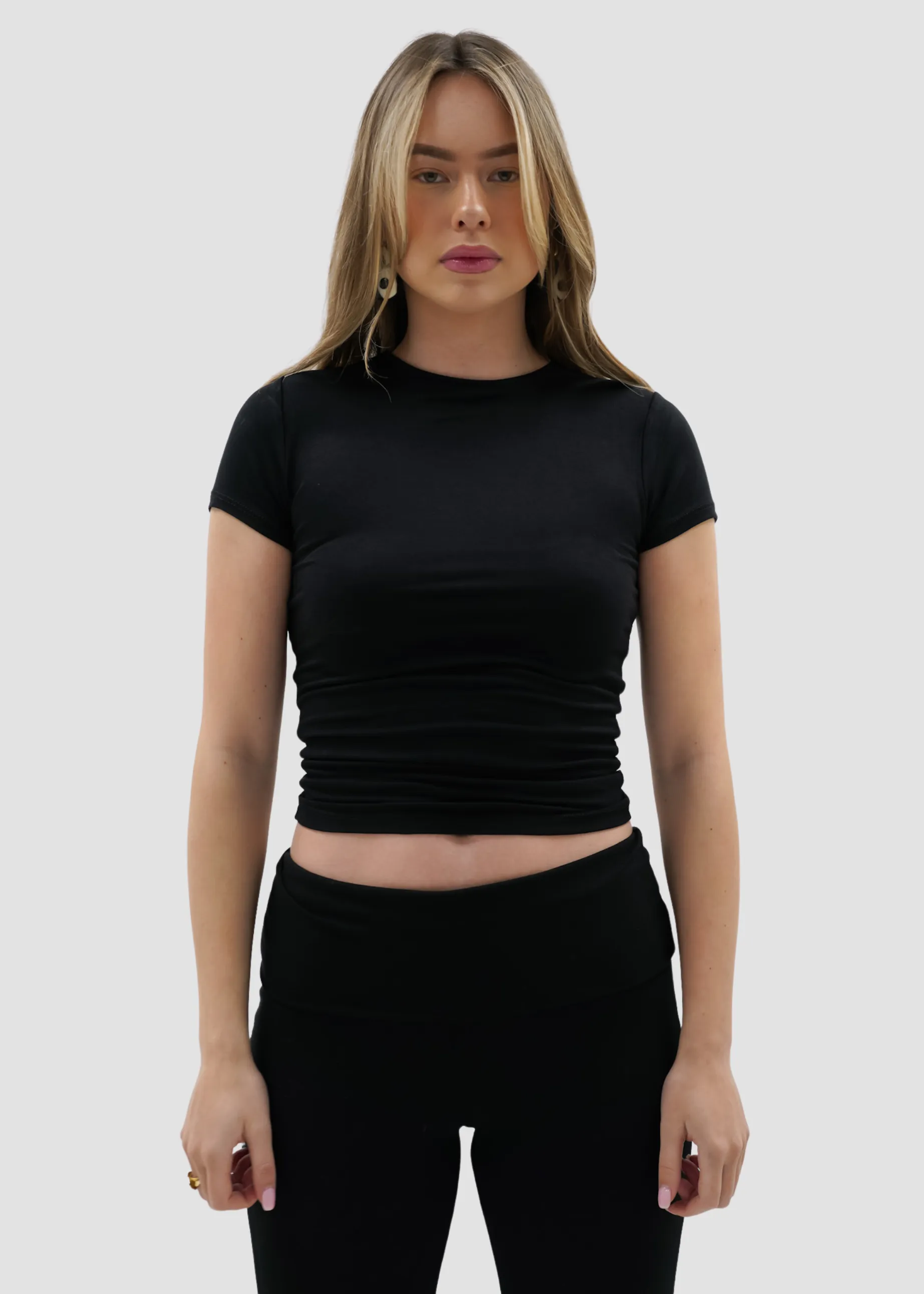 Short sleeve top long black