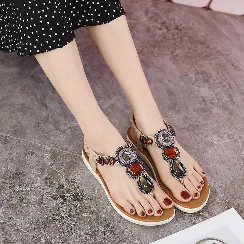 SIKETU | Boho Summer Sandals With Multicolor Beads
