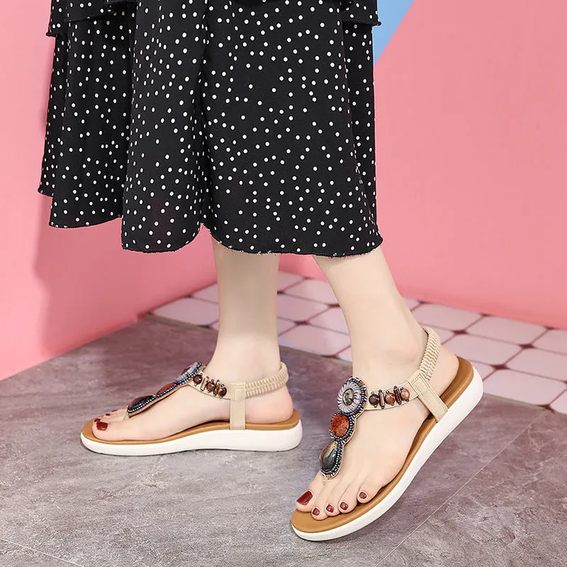 SIKETU | Boho Summer Sandals With Multicolor Beads