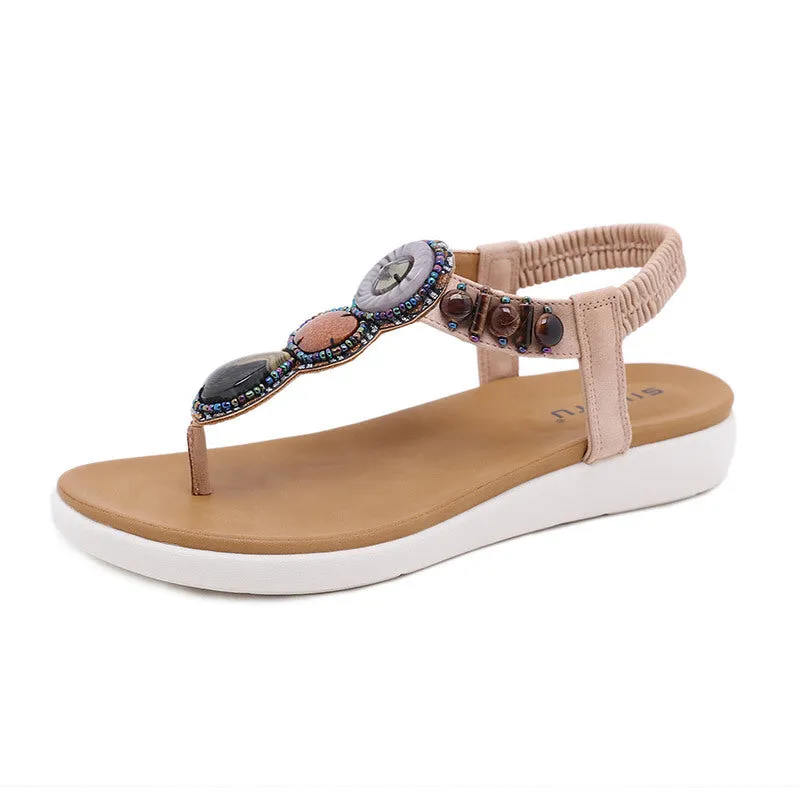 SIKETU | Boho Summer Sandals With Multicolor Beads