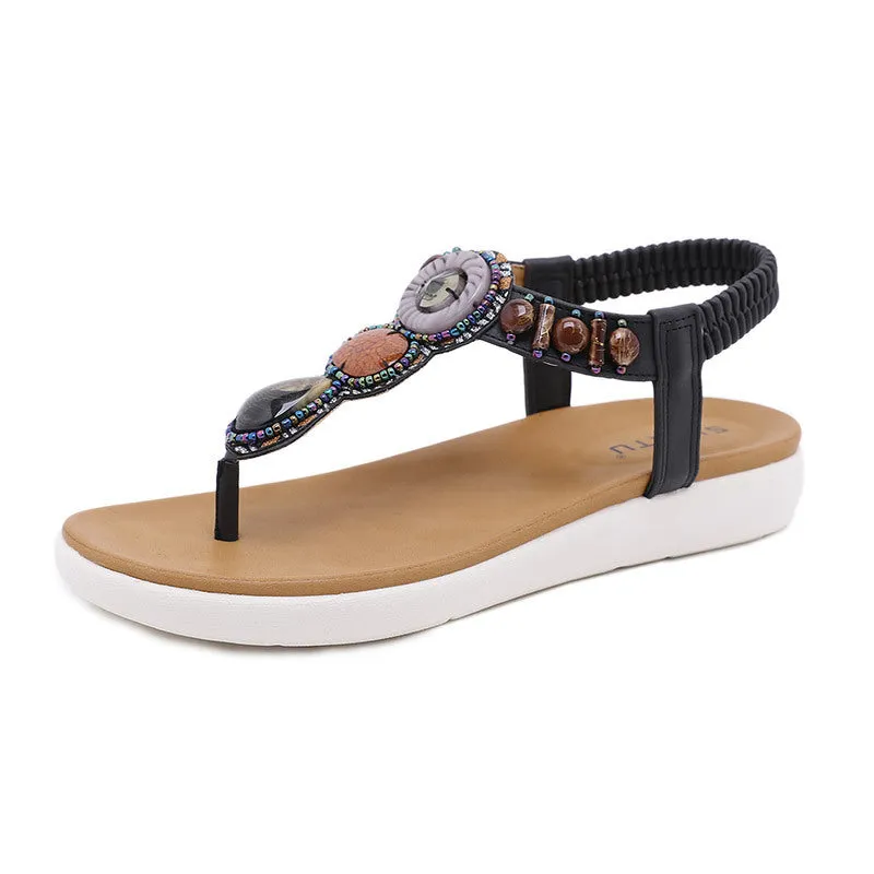 SIKETU | Boho Summer Sandals With Multicolor Beads