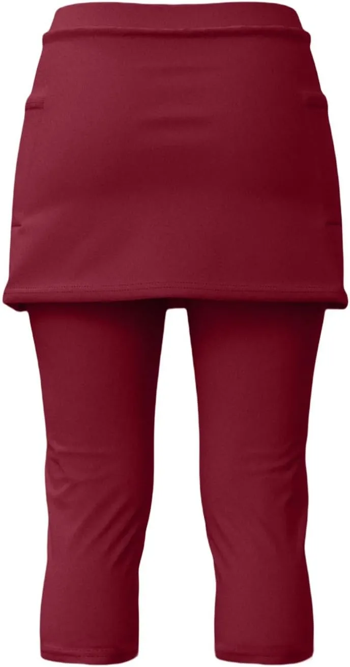 Skirted Leggings for Women 2025 Plus Size Tennis Golf Short Skort Capris Gym Tennis Yoga Athletic Legging with Skirts