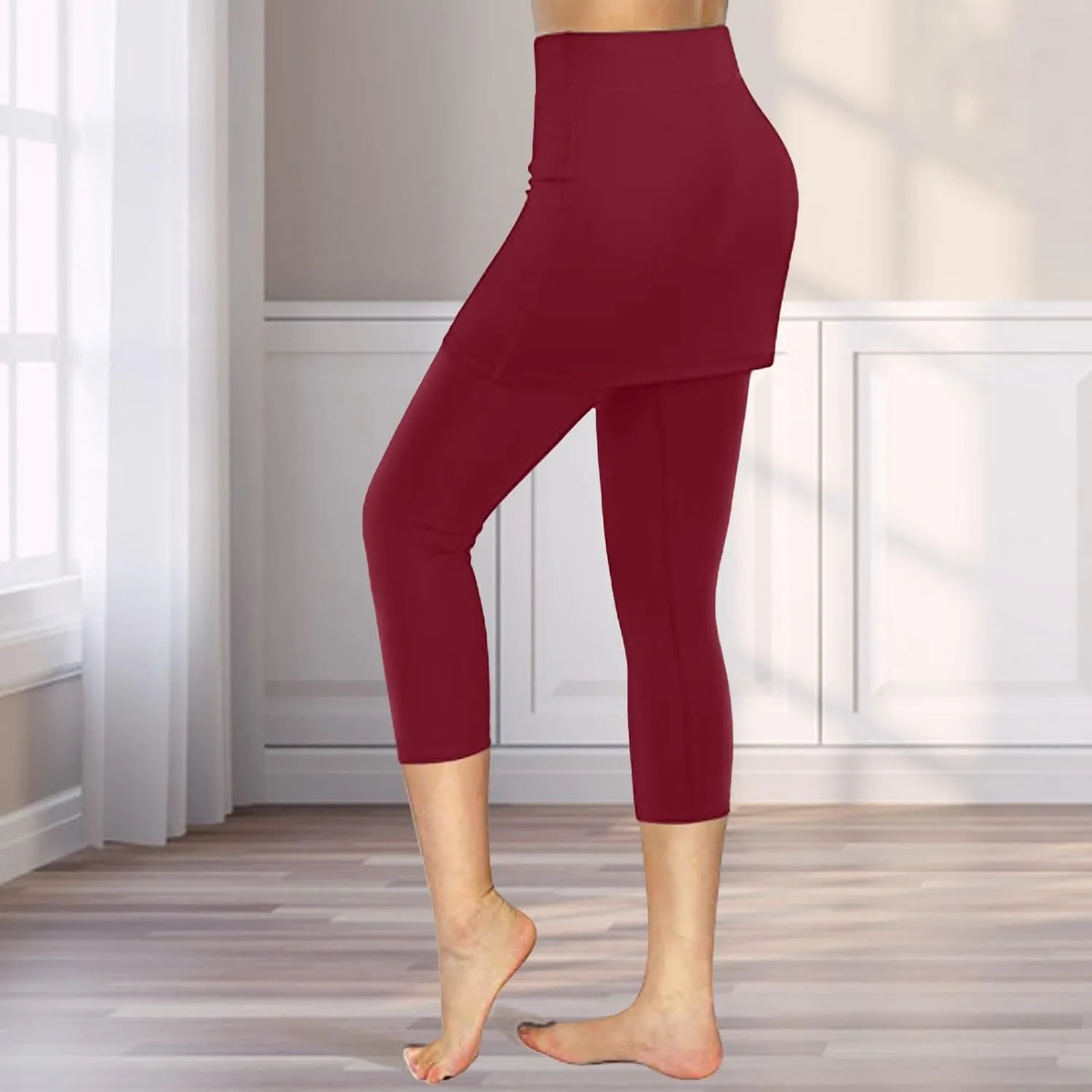 Skirted Leggings for Women 2025 Plus Size Tennis Golf Short Skort Capris Gym Tennis Yoga Athletic Legging with Skirts