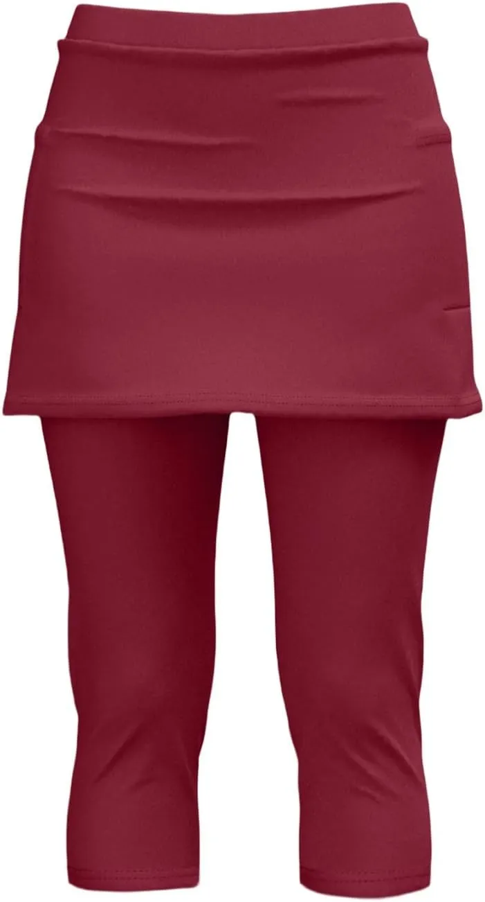 Skirted Leggings for Women 2025 Plus Size Tennis Golf Short Skort Capris Gym Tennis Yoga Athletic Legging with Skirts