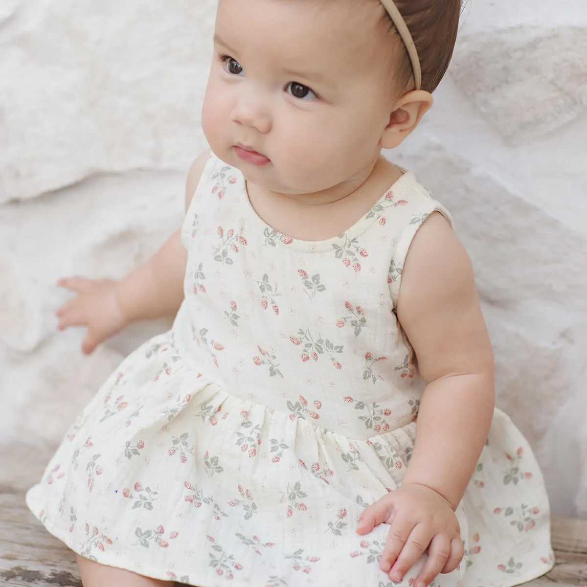 Skirted Tank Romper in Strawberries by Quincy Mae