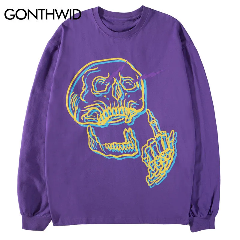 Skull Middle Finger Long Sleeve
