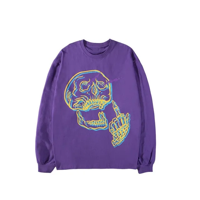 Skull Middle Finger Long Sleeve