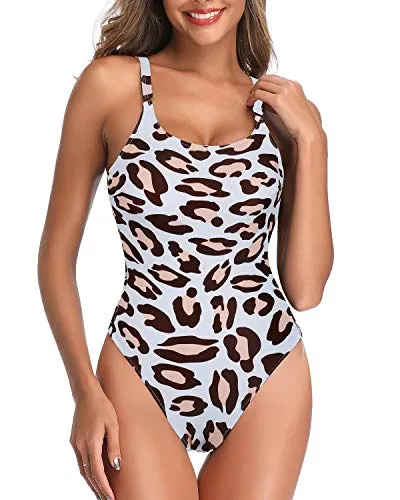 Slimming Crisscross Lace Up Sexy Lace Up Swimsuits For Women-Leopard