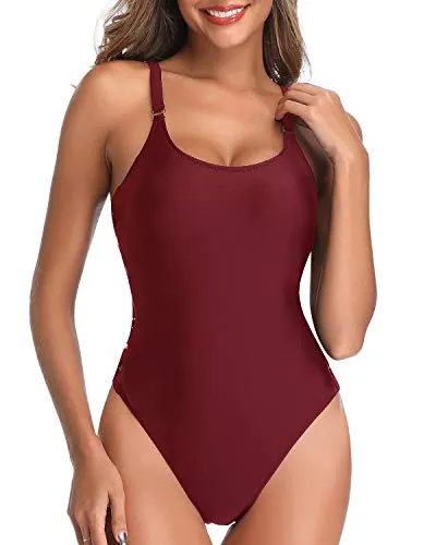 Slimming Tall One Piece Swimsuits For Women-Maroon