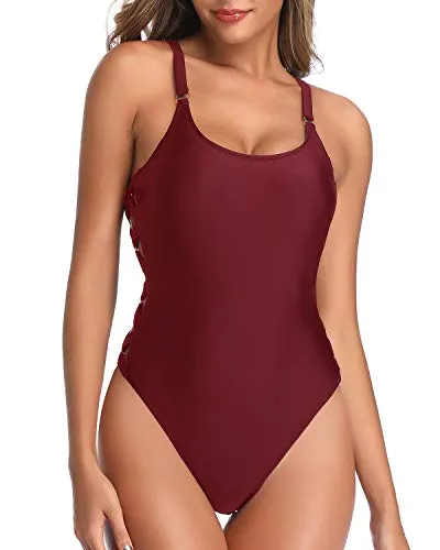 Slimming Tall One Piece Swimsuits For Women-Maroon