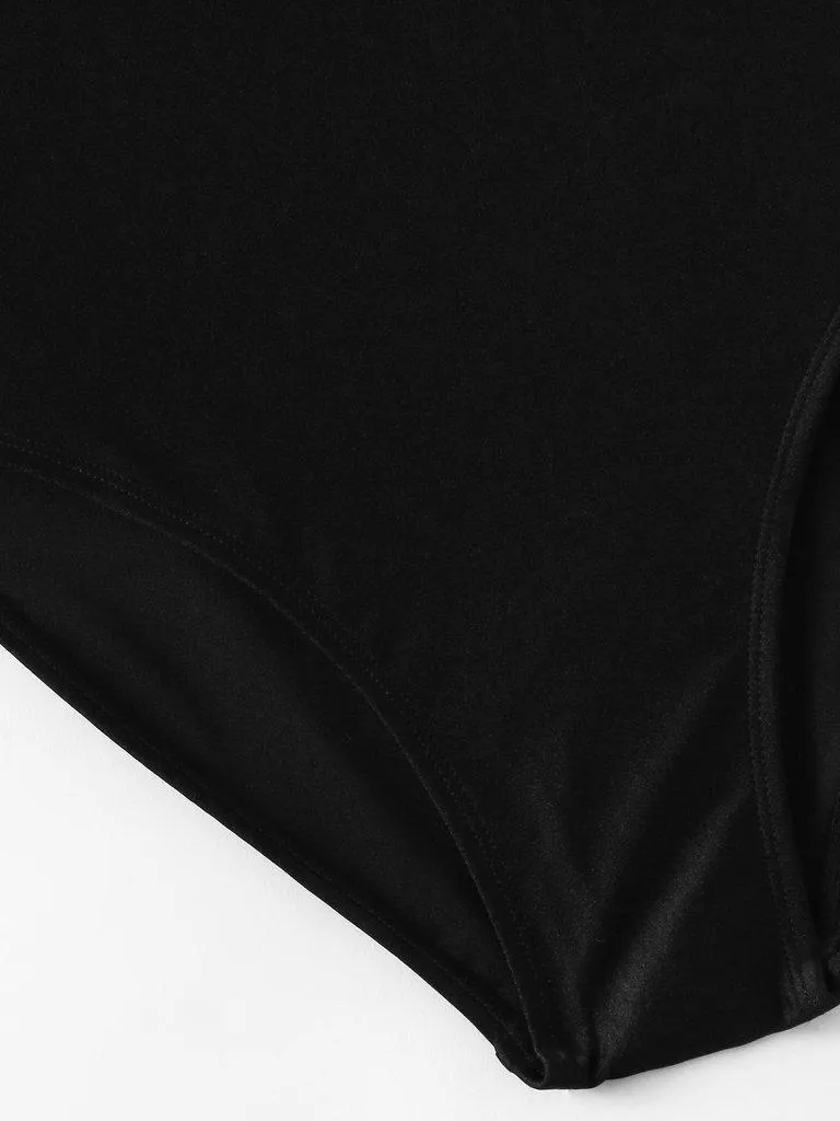 Slogan Print Low Back Swimsuit