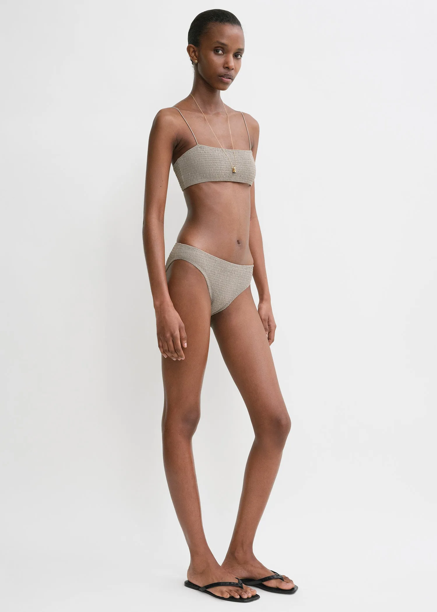 Smocked bikini top dove