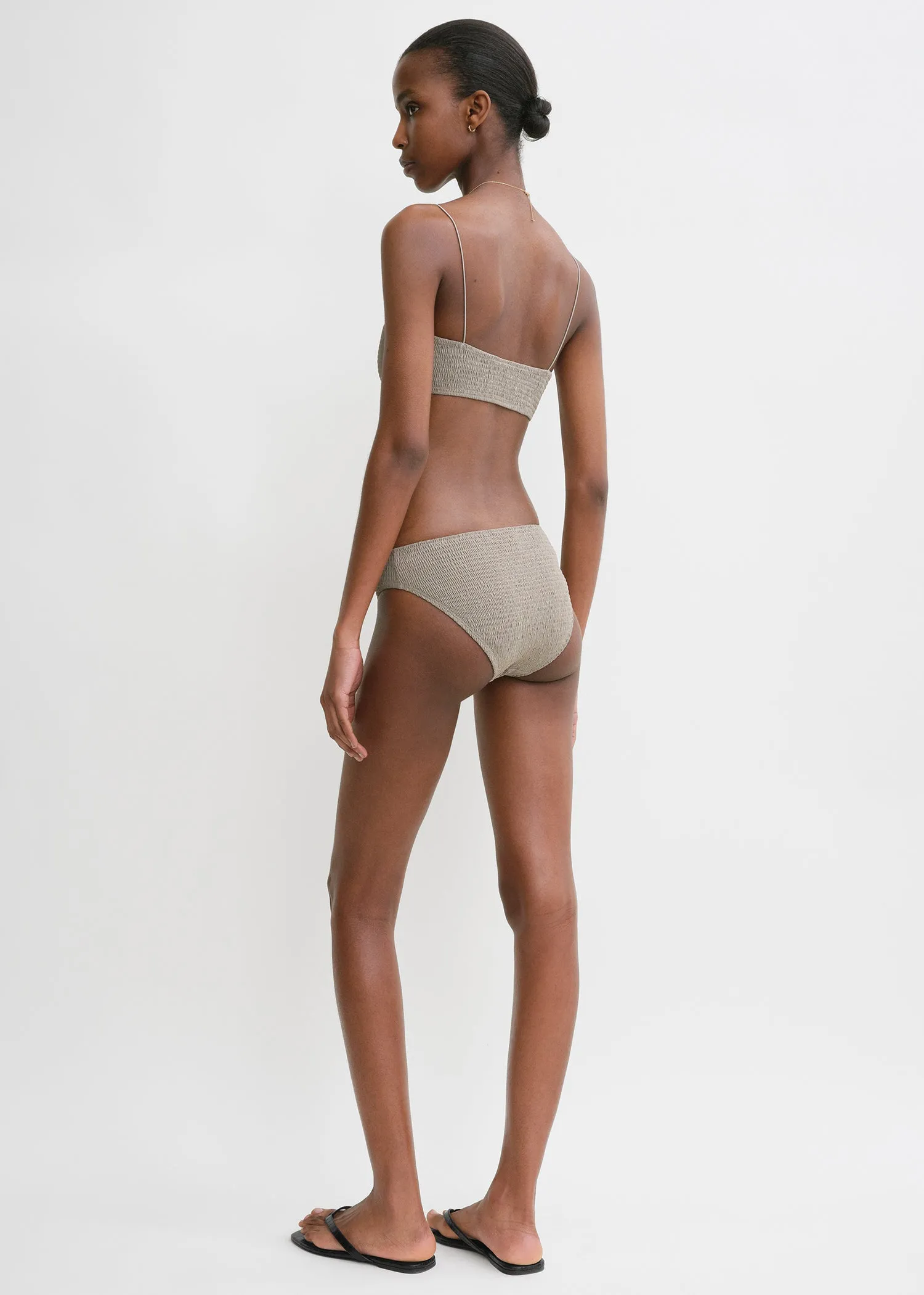 Smocked bikini top dove
