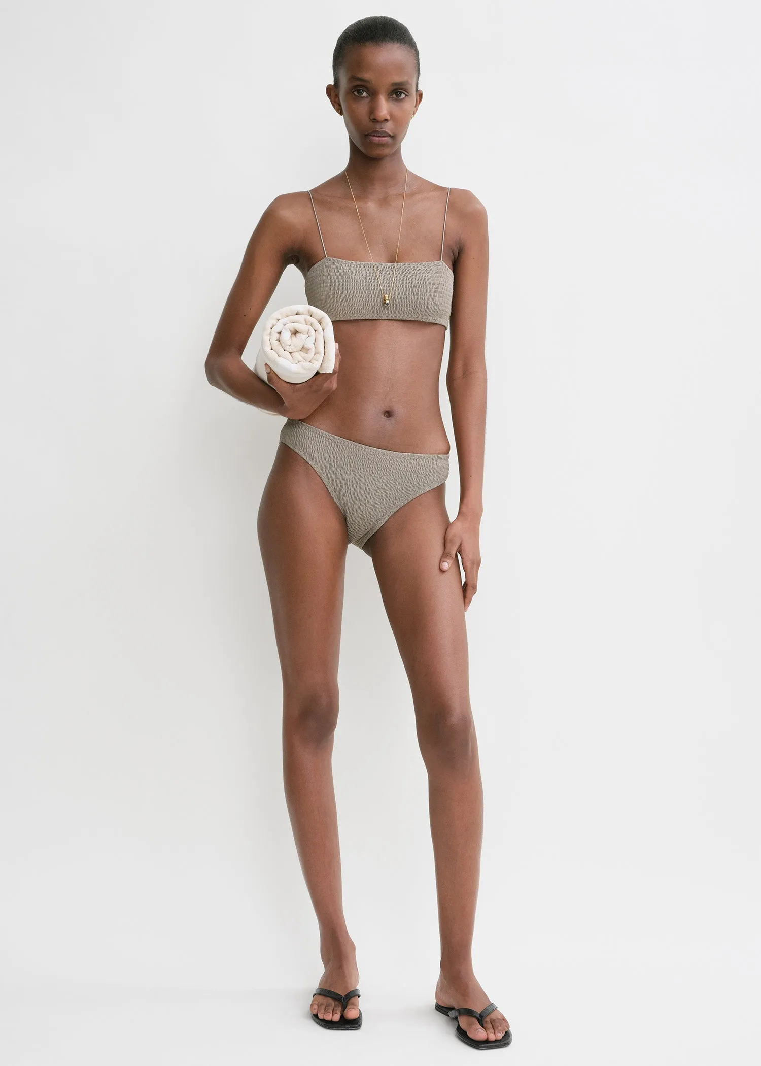 Smocked bikini top dove