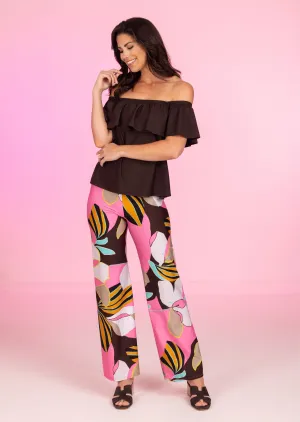 Solid Off Shoulder Loose Fit Flounce Bandini (Style 176)