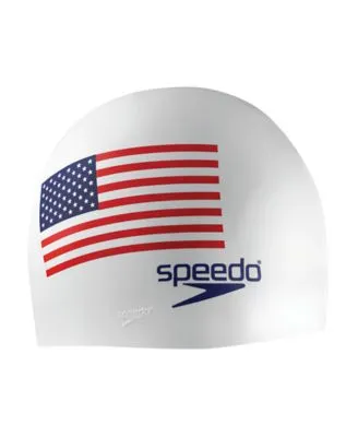 SPEEDO Silicone USA Flag Cap (White or Black)