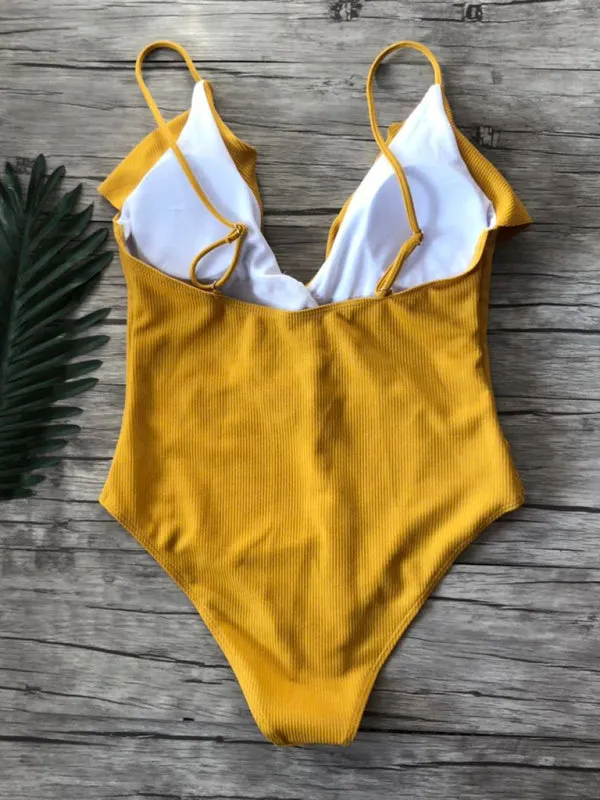 Sporty Ruffle One-Piece Textured Swimsuit