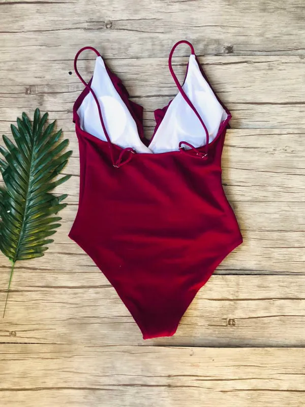 Sporty Ruffle One-Piece Textured Swimsuit