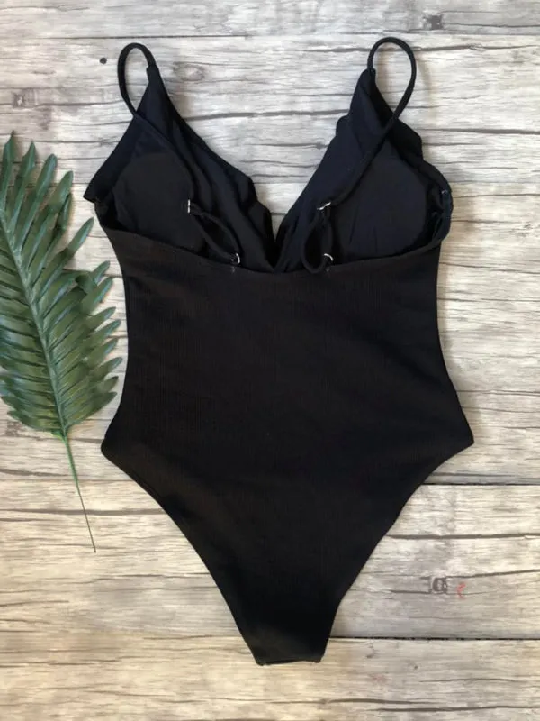 Sporty Ruffle One-Piece Textured Swimsuit