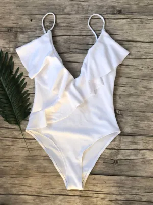Sporty Ruffle One-Piece Textured Swimsuit