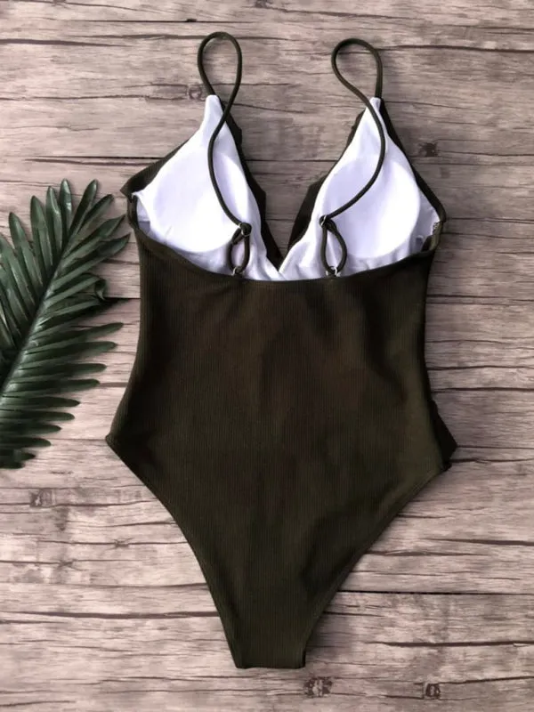 Sporty Ruffle One-Piece Textured Swimsuit