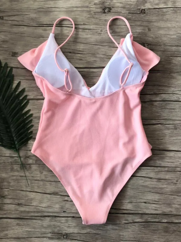 Sporty Ruffle One-Piece Textured Swimsuit
