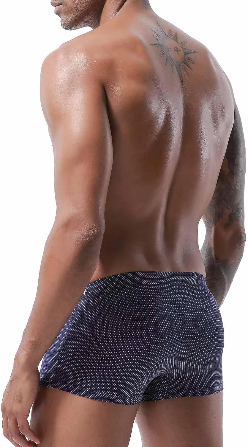 Square Cut Swimsuit Men Sexy Swim Briefs Beach Bikini Sport Swimwear Low Wasit Shorts Pants with Drawstring Beach