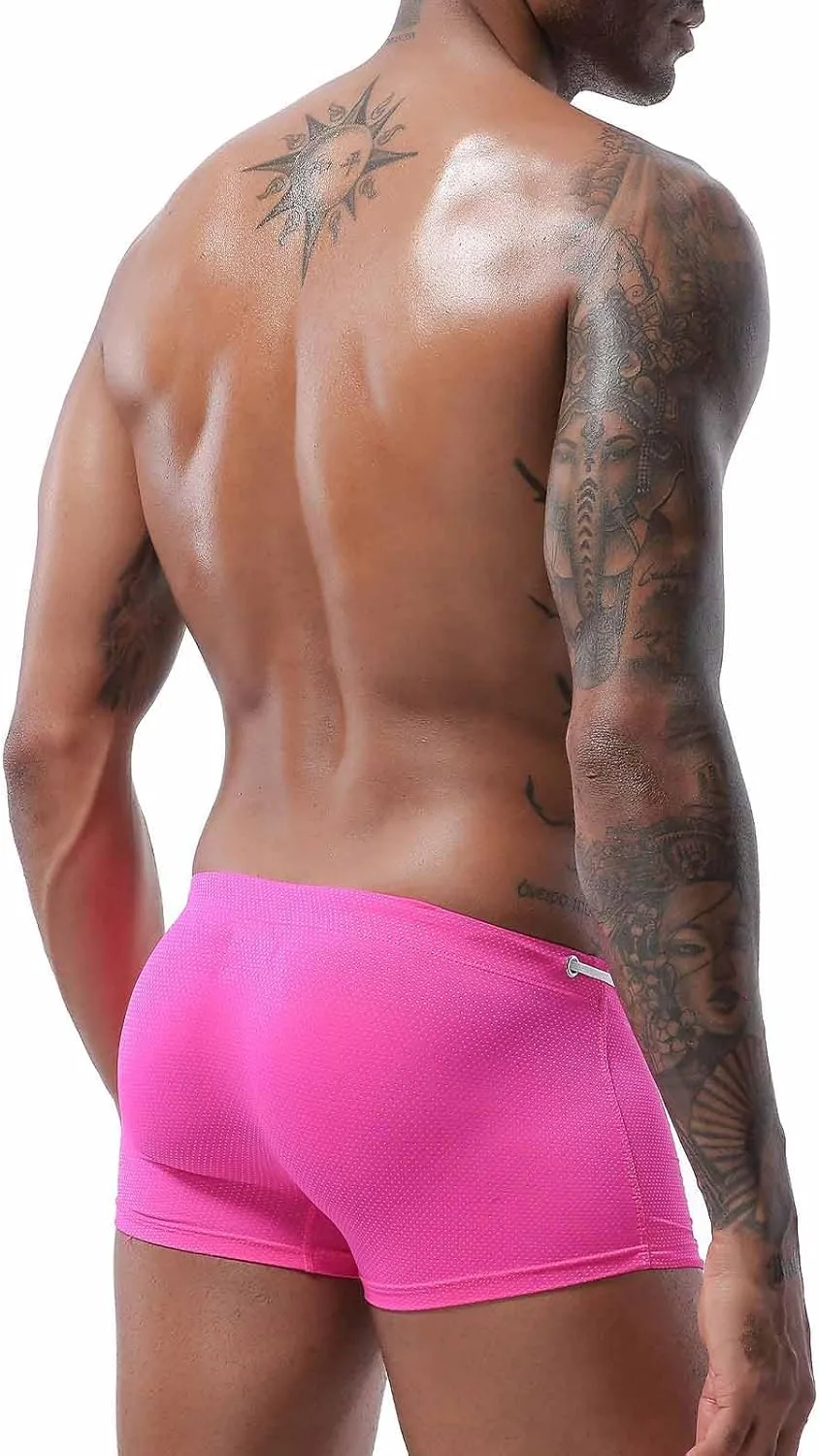 Square Cut Swimsuit Men Sexy Swim Briefs Beach Bikini Sport Swimwear Low Wasit Shorts Pants with Drawstring Beach