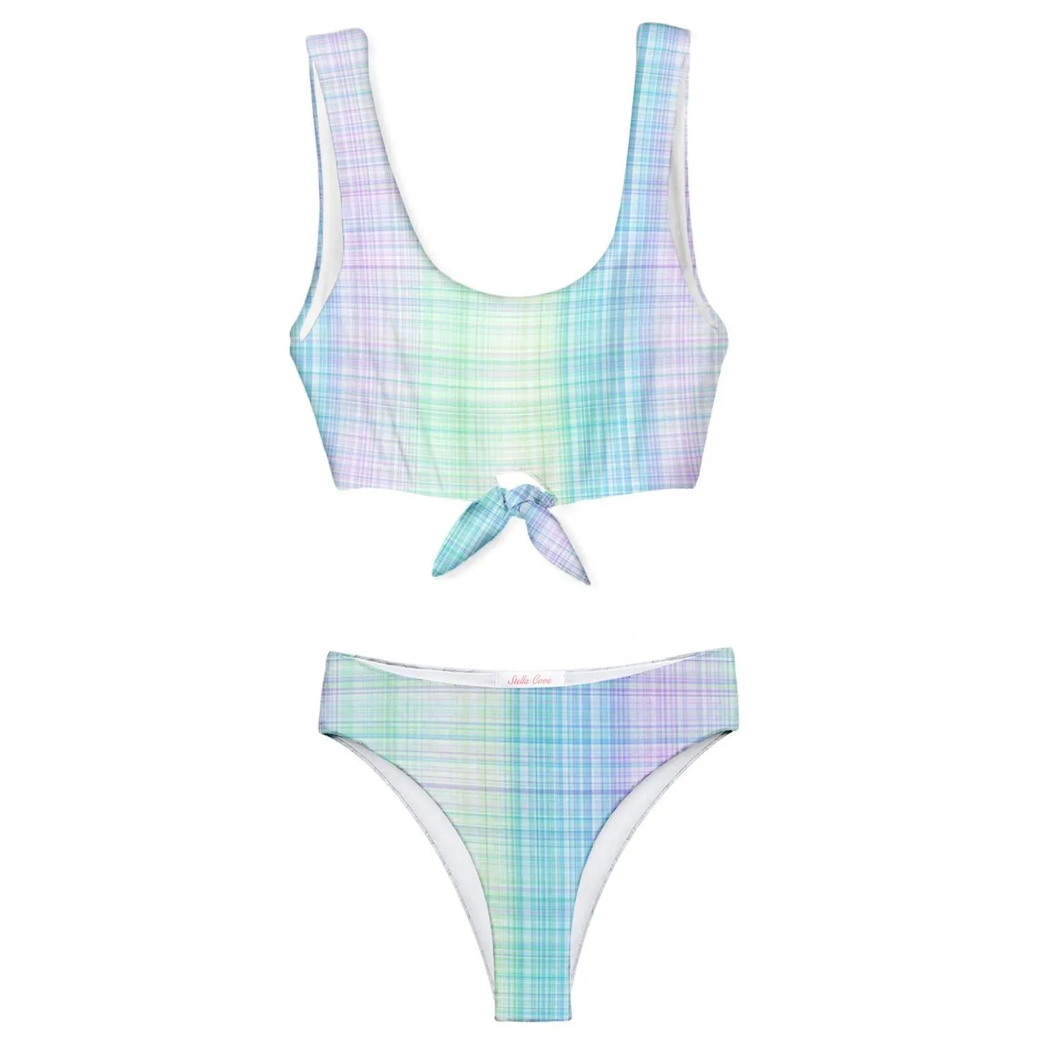 Stella Cove Girls Gingham Tie Front Bikini