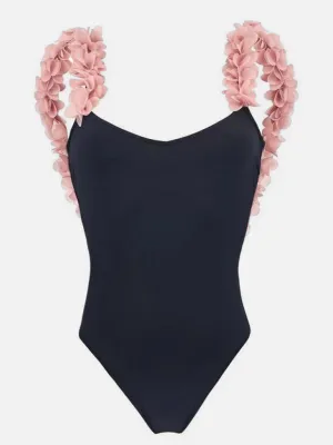 Stereo Flowers Detail Low Back Swimsuit