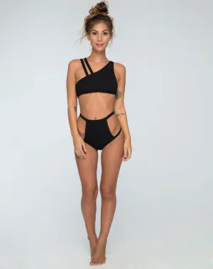 Still Water Cutout Bikini Bottom in Black