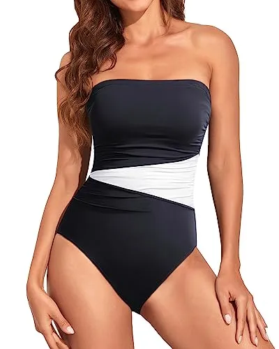 Strapless Bandeau One Piece Bathing Suits