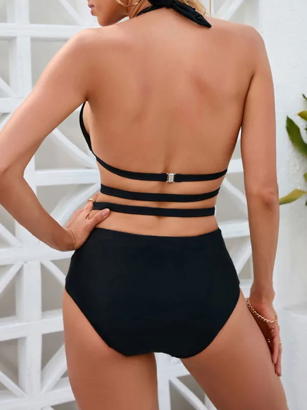 Strappy Backless Curvy One-Piece Swimsuits