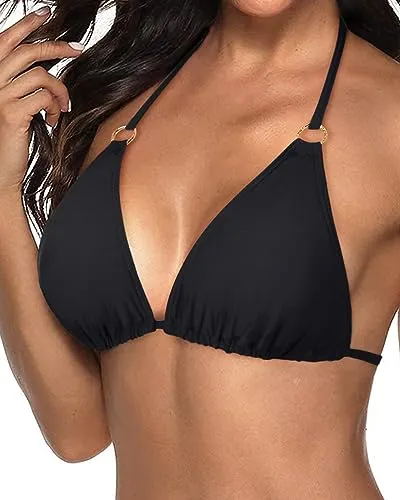 String Halter Triangle Bikini Top