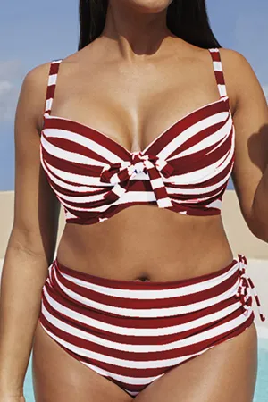 Striped Casual Backless Bikini