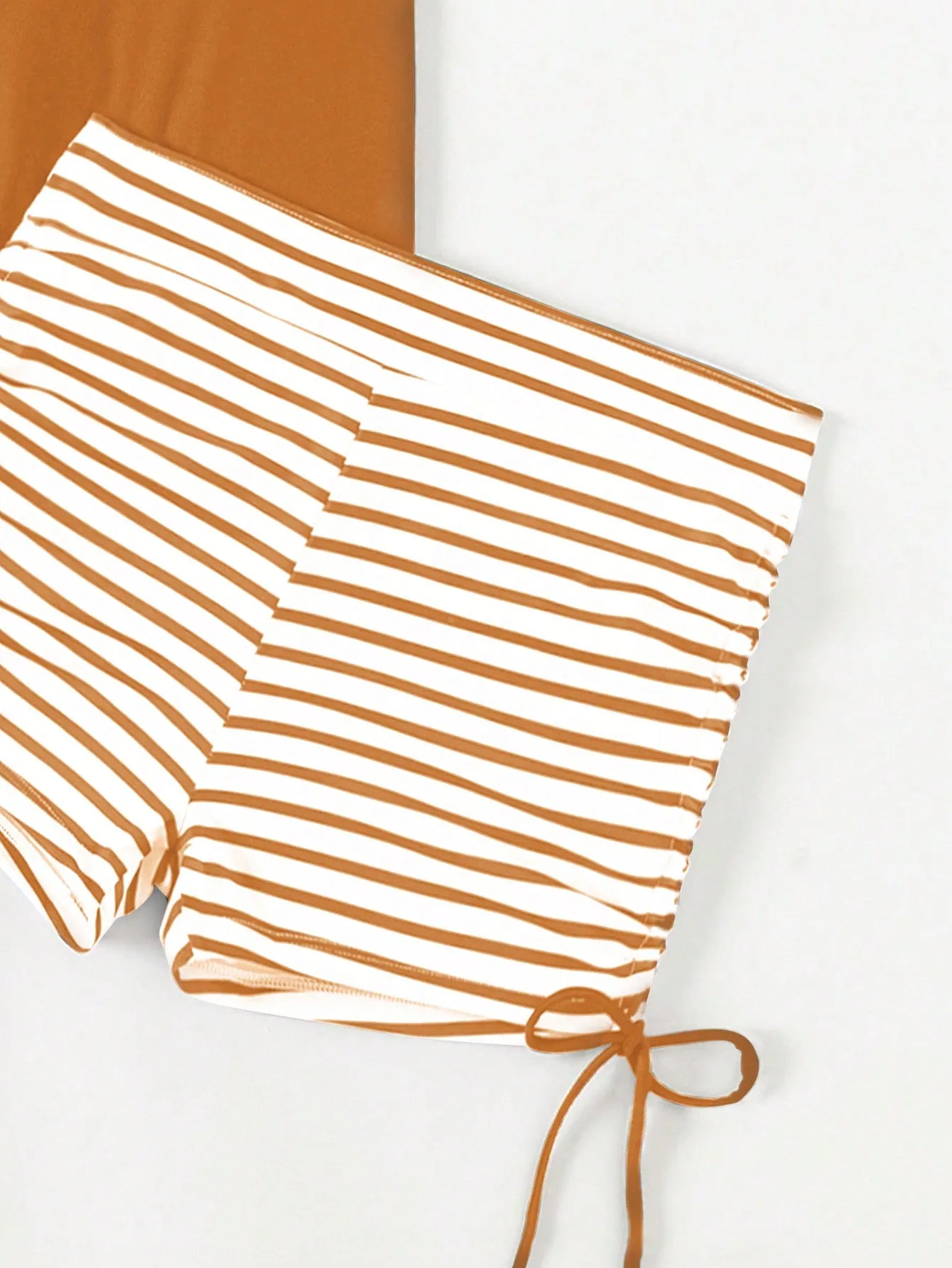 Striped Splicing Double Strap Bikini Set