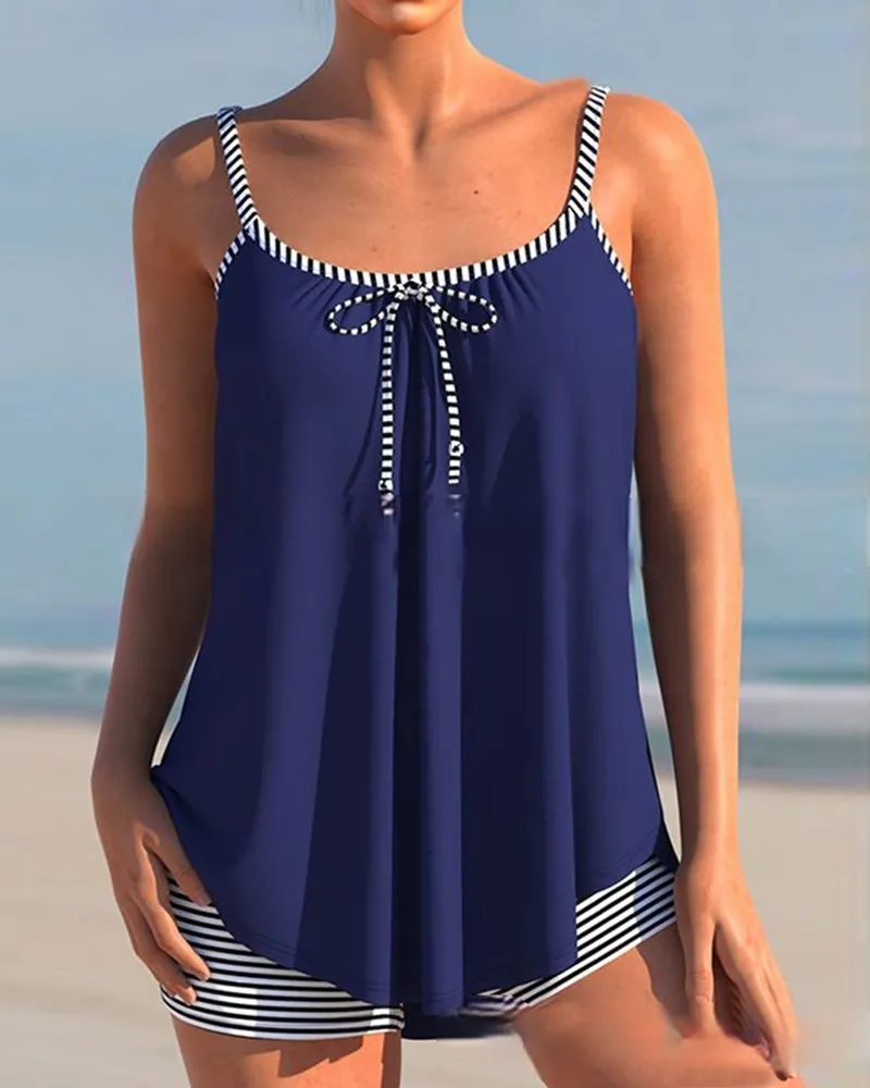 Striped u-neck tankini